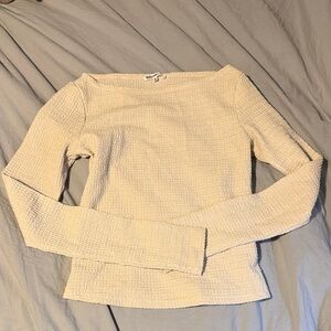 Reformation Cream Textured Long Sleeve Top